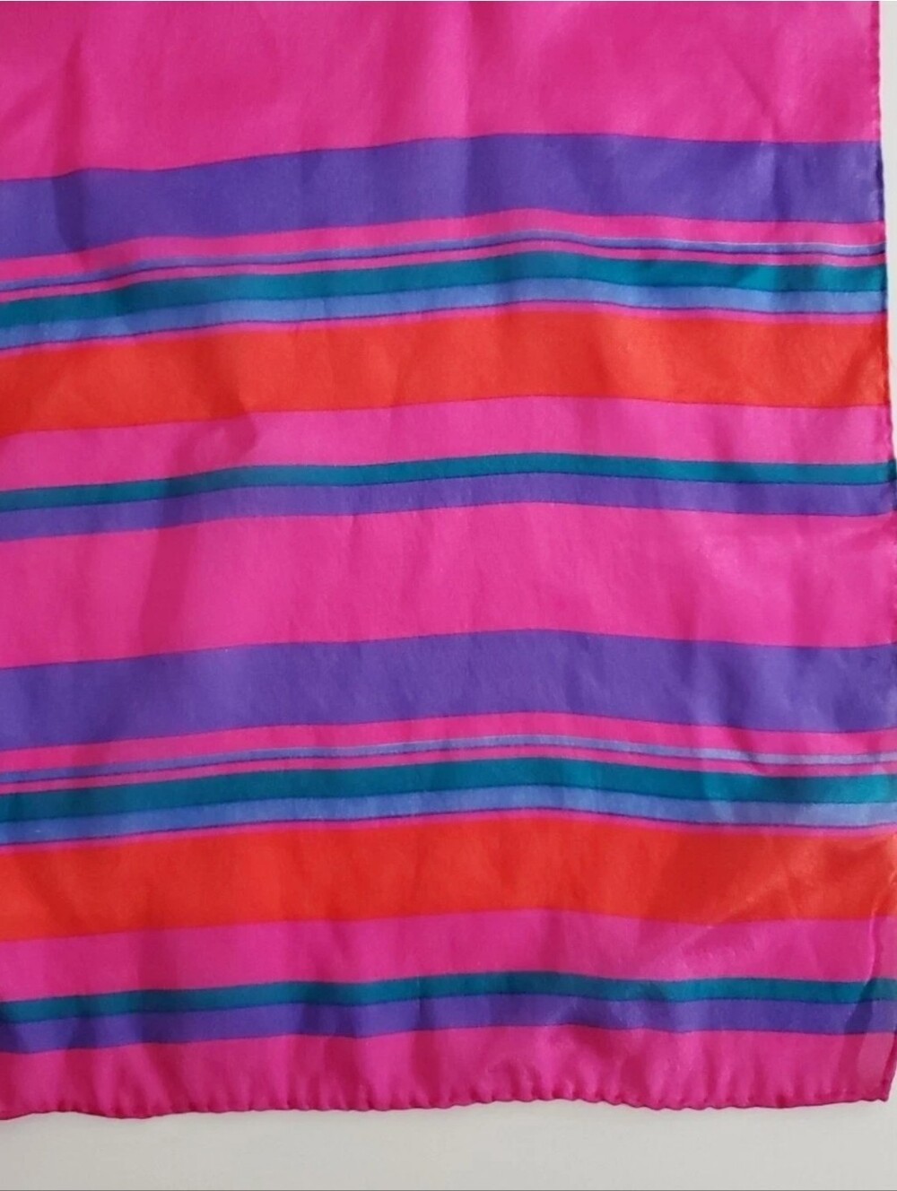 Vintage Liz Claiborne 100% Silk Scarf Oblong Pink Purple Striped Wrap 51x11 - Picture 3 of 3